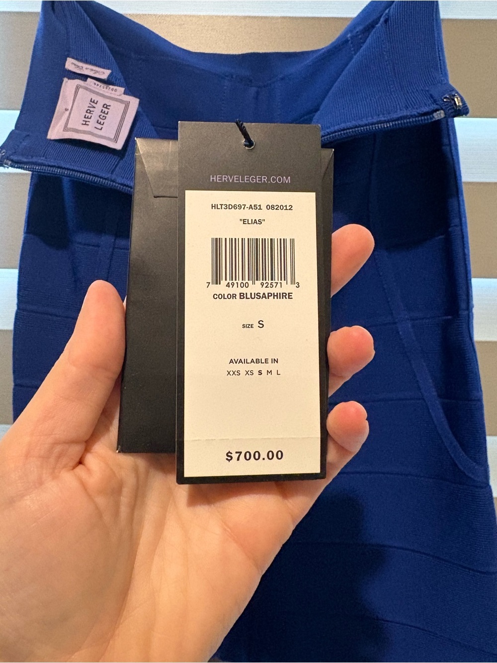 Herve Leger Cobalt Blue Bandage Pencil Skirt